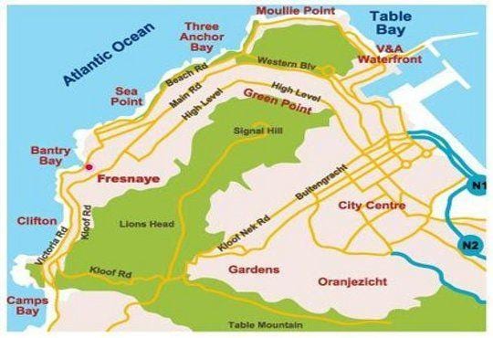 kort af cape bay Höfðaborg