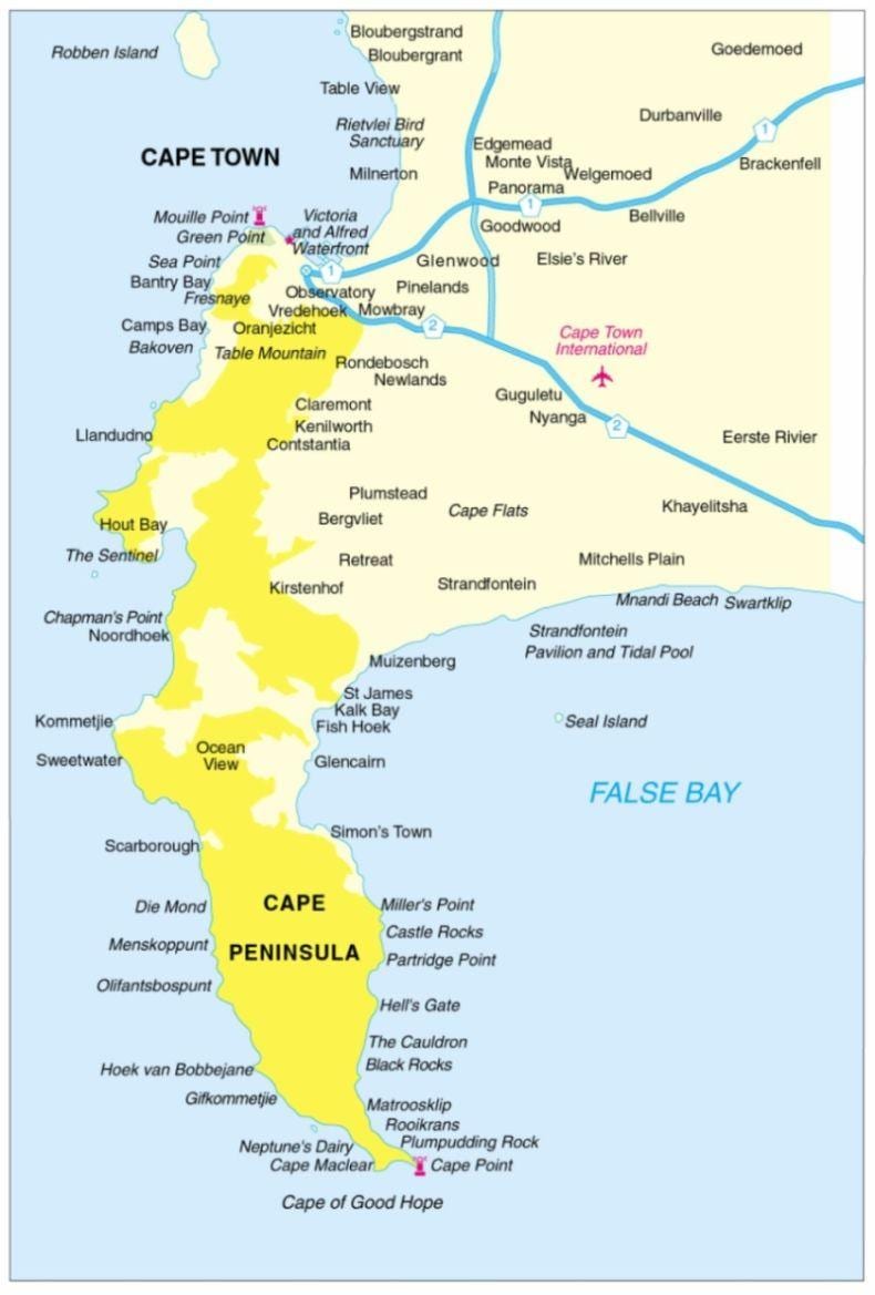 Höfðaborg peninsula kort