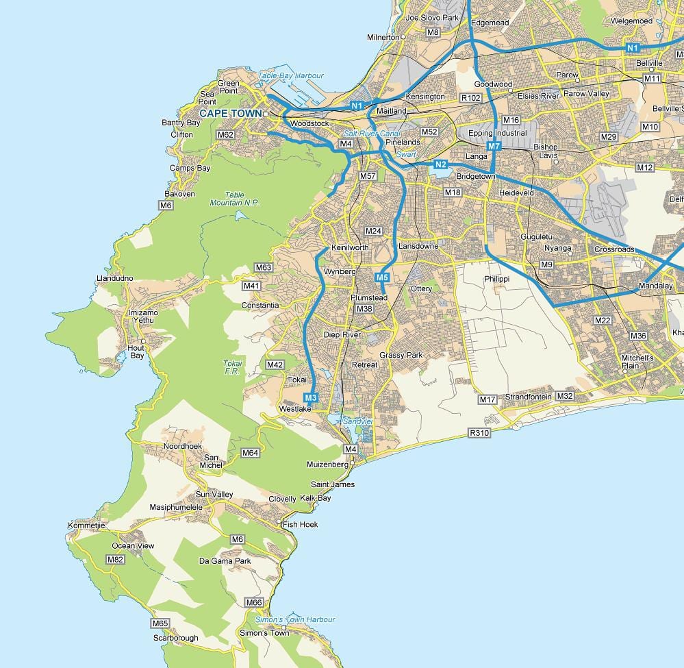 kort af diep river Höfðaborg