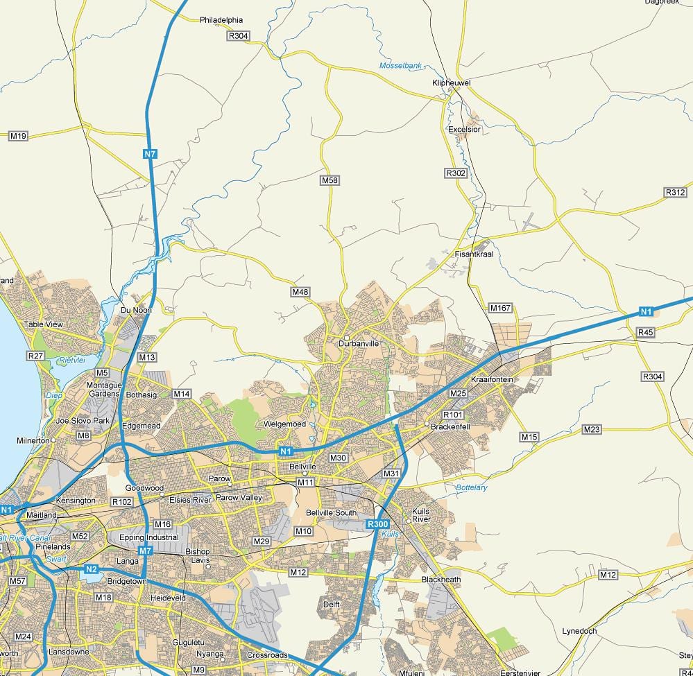 kort af durbanville úthverfi