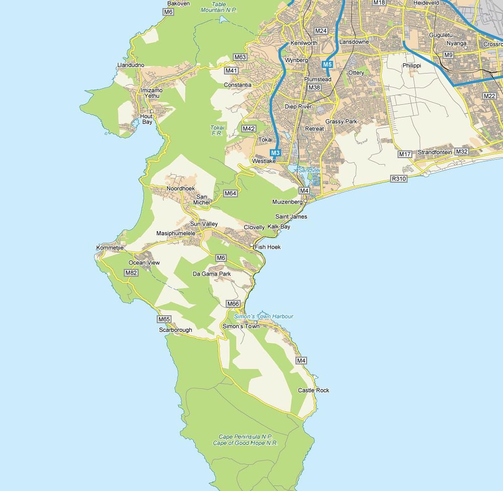 kort af fiski hoek Suður-Afríku