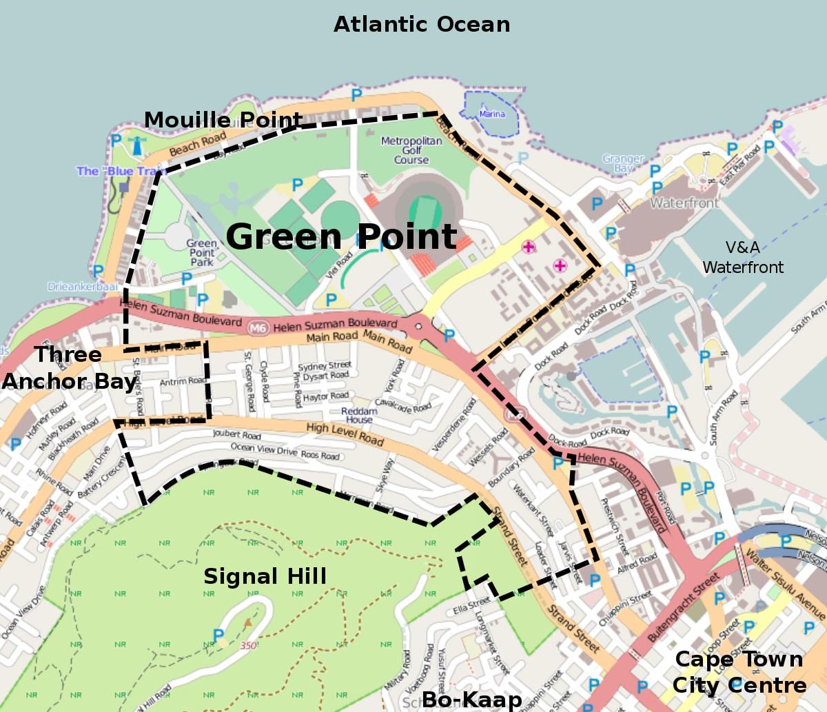 green point Höfðaborg kort