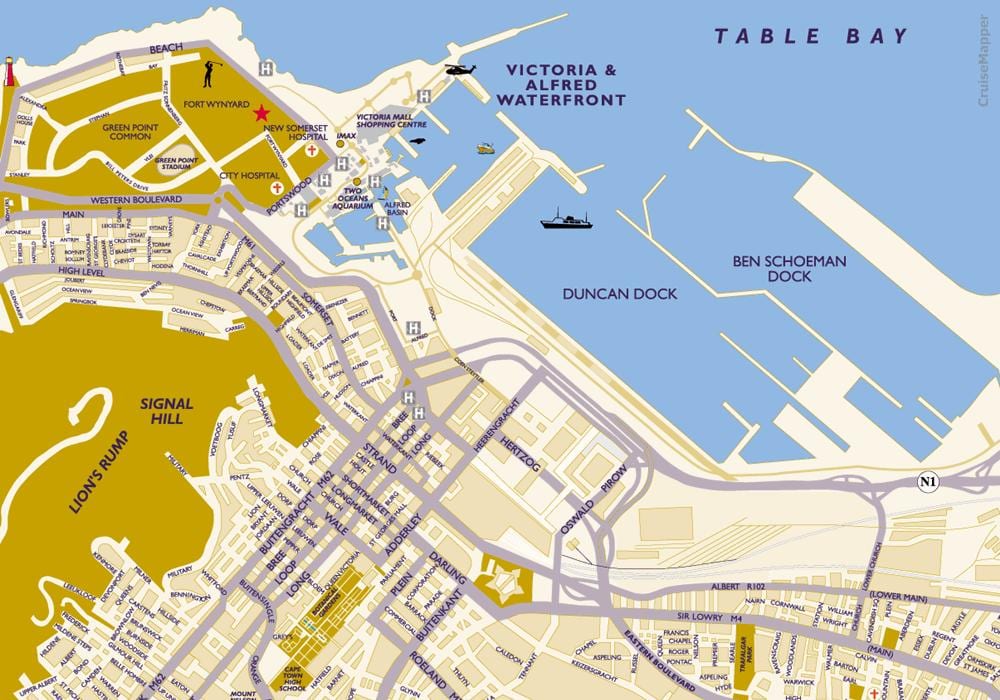 kort af Höfðaborg cruise terminal
