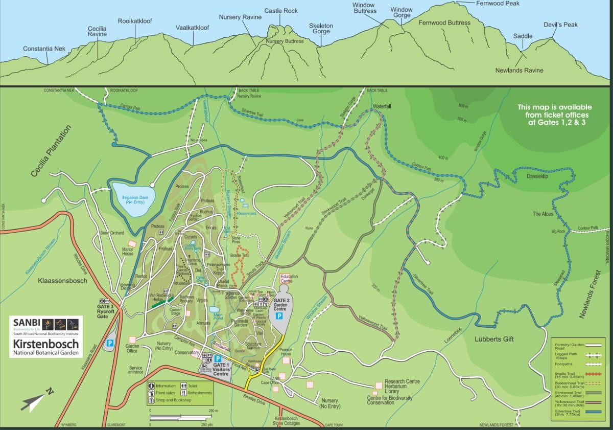 kort af kirstenbosch