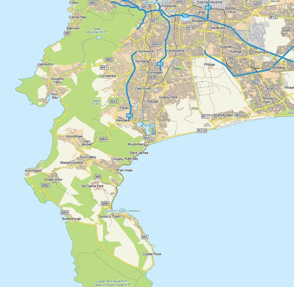 kort af muizenberg Höfðaborg