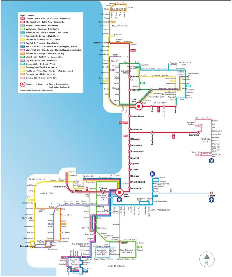 Höfðaborg myciti strætó leið kort
