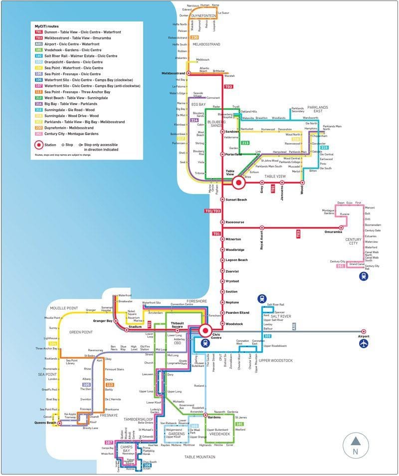 myciti strætó leið kort